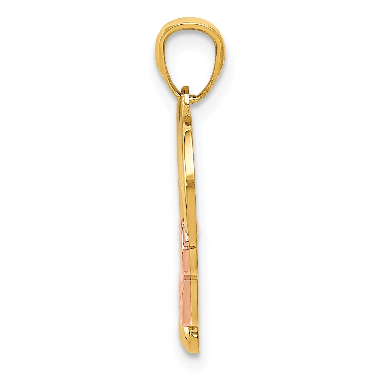 14K Yellow, Rose Gold Polished Finish Infinity Symbol in Heart Shape Pendant