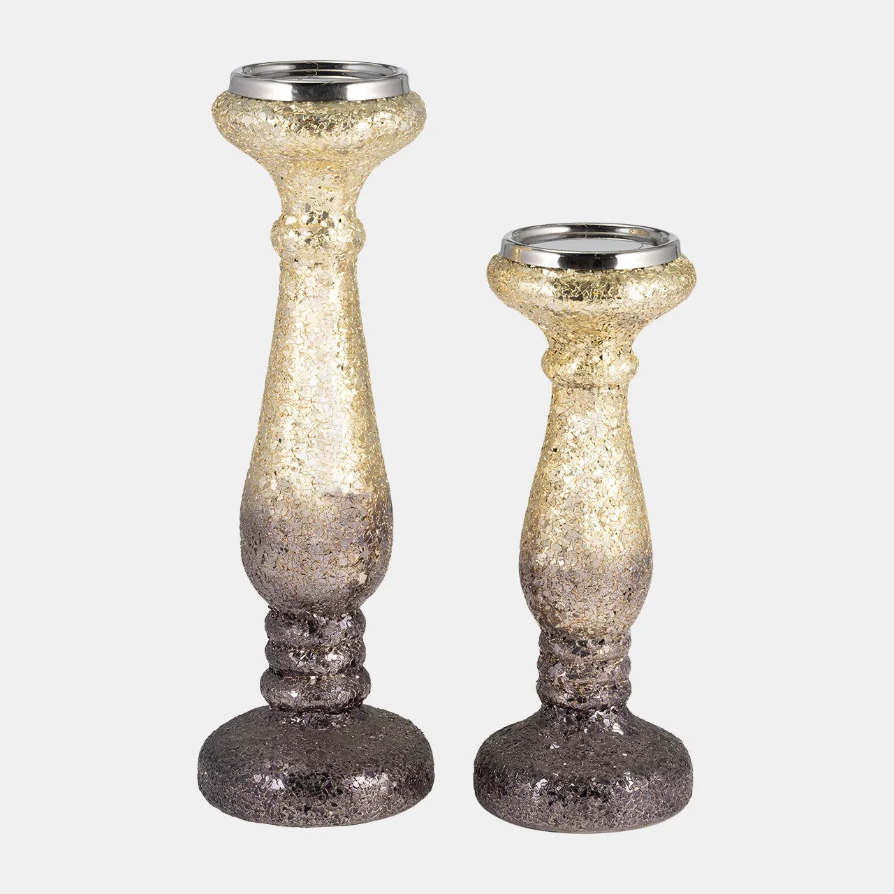 15" Plum Crackled Candle Holder