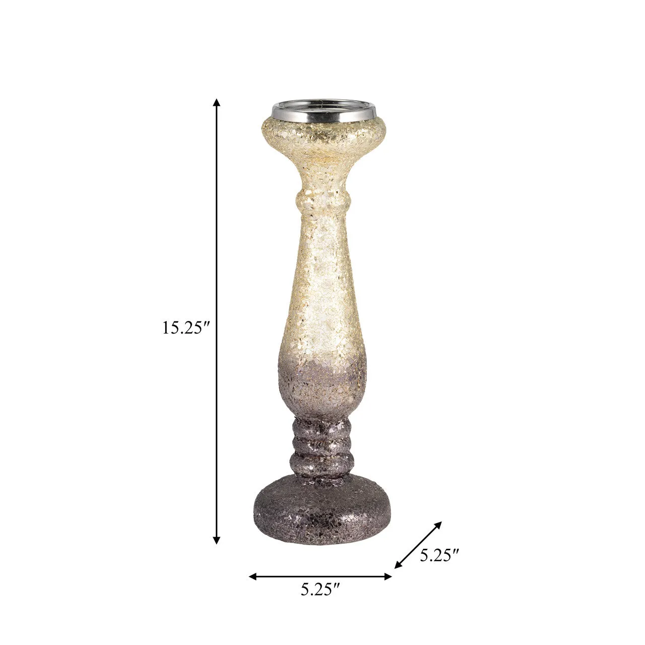 15" Plum Crackled Candle Holder