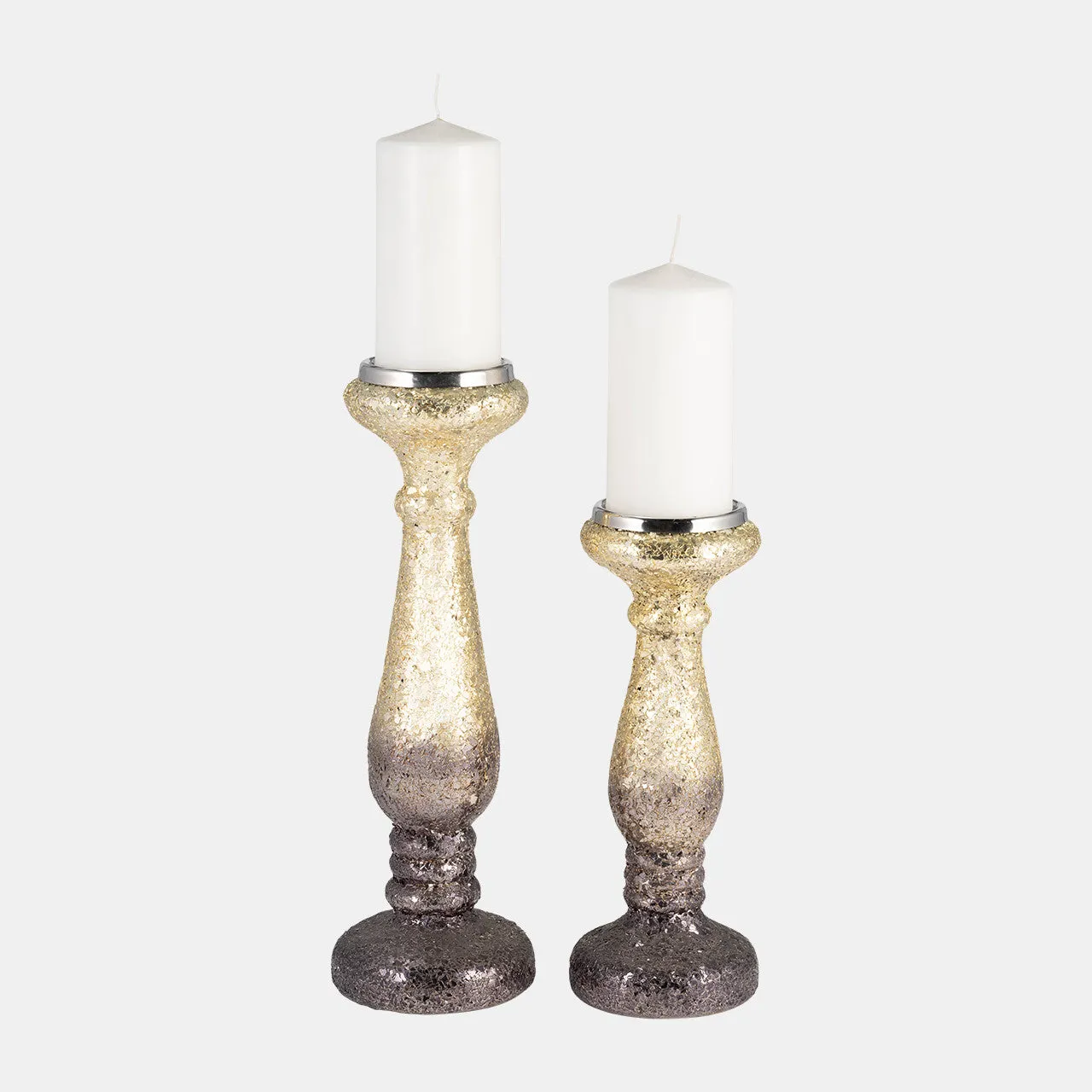 15" Plum Crackled Candle Holder