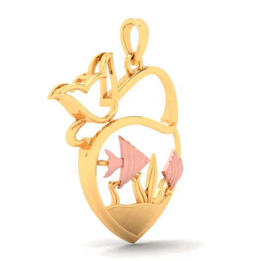 18k Fish Bowl Shape Gold Pendant With Yellow Gold Elements From Online Exclusive Collection