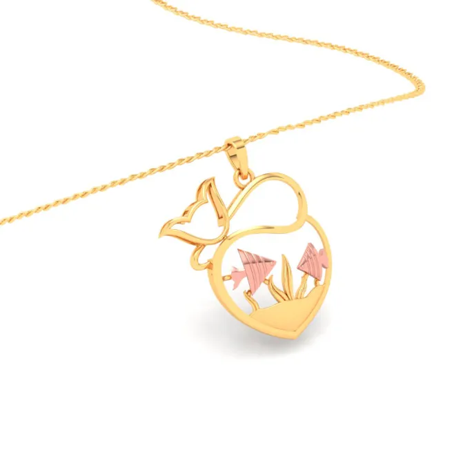 18k Fish Bowl Shape Gold Pendant With Yellow Gold Elements From Online Exclusive Collection