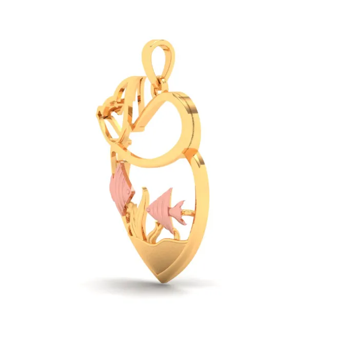 18k Fish Bowl Shape Gold Pendant With Yellow Gold Elements From Online Exclusive Collection