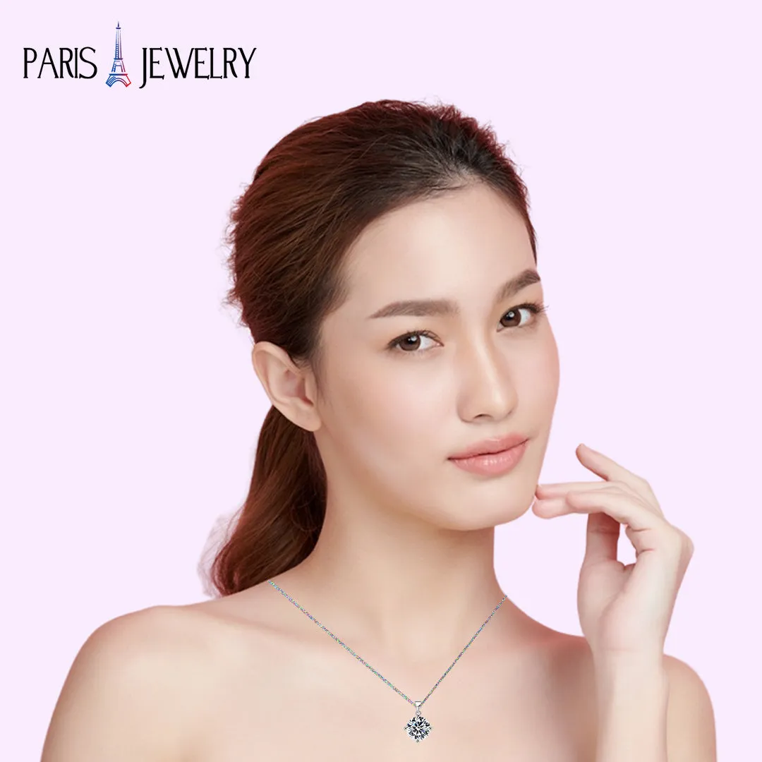 18K White Gold 3 Carat Created Cubic Zirconia Round Stud Necklace Plated 18 inch