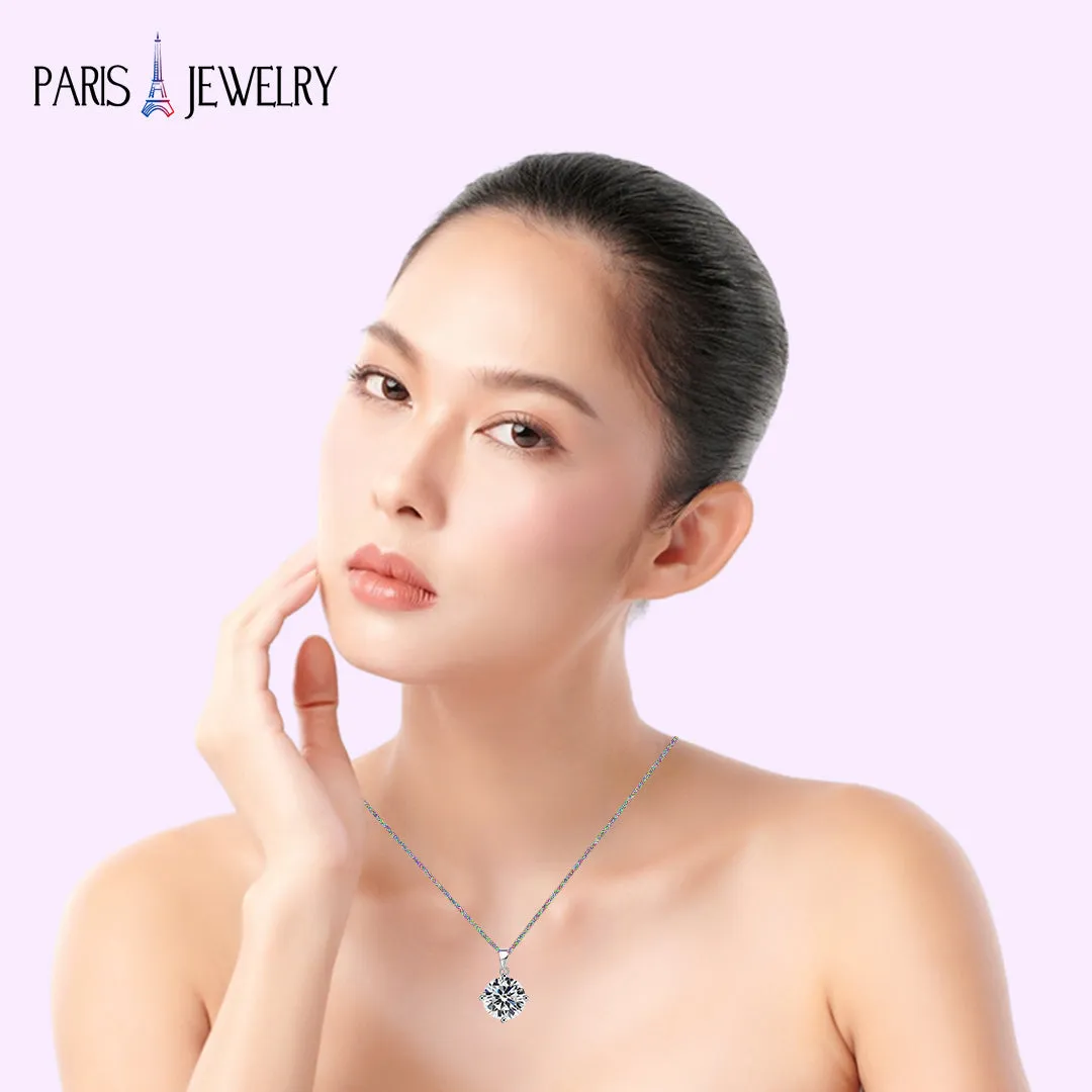 18K White Gold 3 Carat Created Cubic Zirconia Round Stud Necklace Plated 18 inch