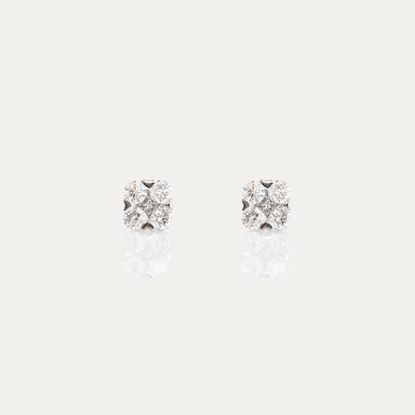 18k White Gold Heart-shaped Prong Diamond Earrings, Pair