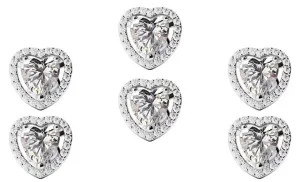 18k White Gold Plated 2Ct Heart White Sapphire Set of Three Halo Stud Earrings