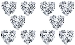 18k White Gold Plated 4mm 1/2Ct Heart White Sapphire Set Of Five Stud Earrings