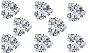 18k White Gold Plated 6mm 1/2Ct Heart White Sapphire Set Of Four Stud Earrings
