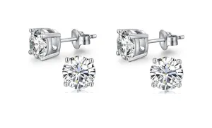 18k White Gold Plated Created White Sapphire 2Ct Round Pack of Two Stud Earrings 18k White Gold Plated Created White Sapphire 2Ct Round Pack of Two Stud Earrings