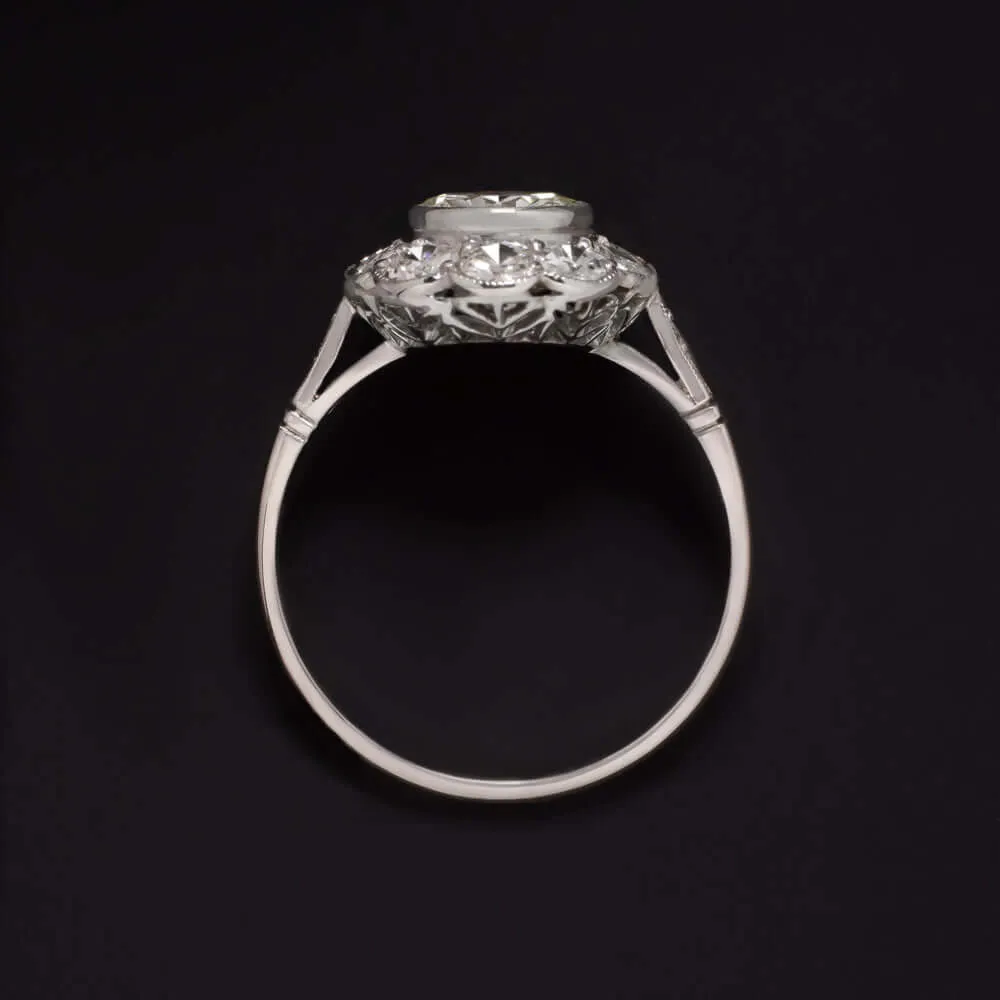 2.24ct VINTAGE STYLE DIAMOND ENGAGEMENT RING PLATINUM HALO ROUND CUT CLUSTER