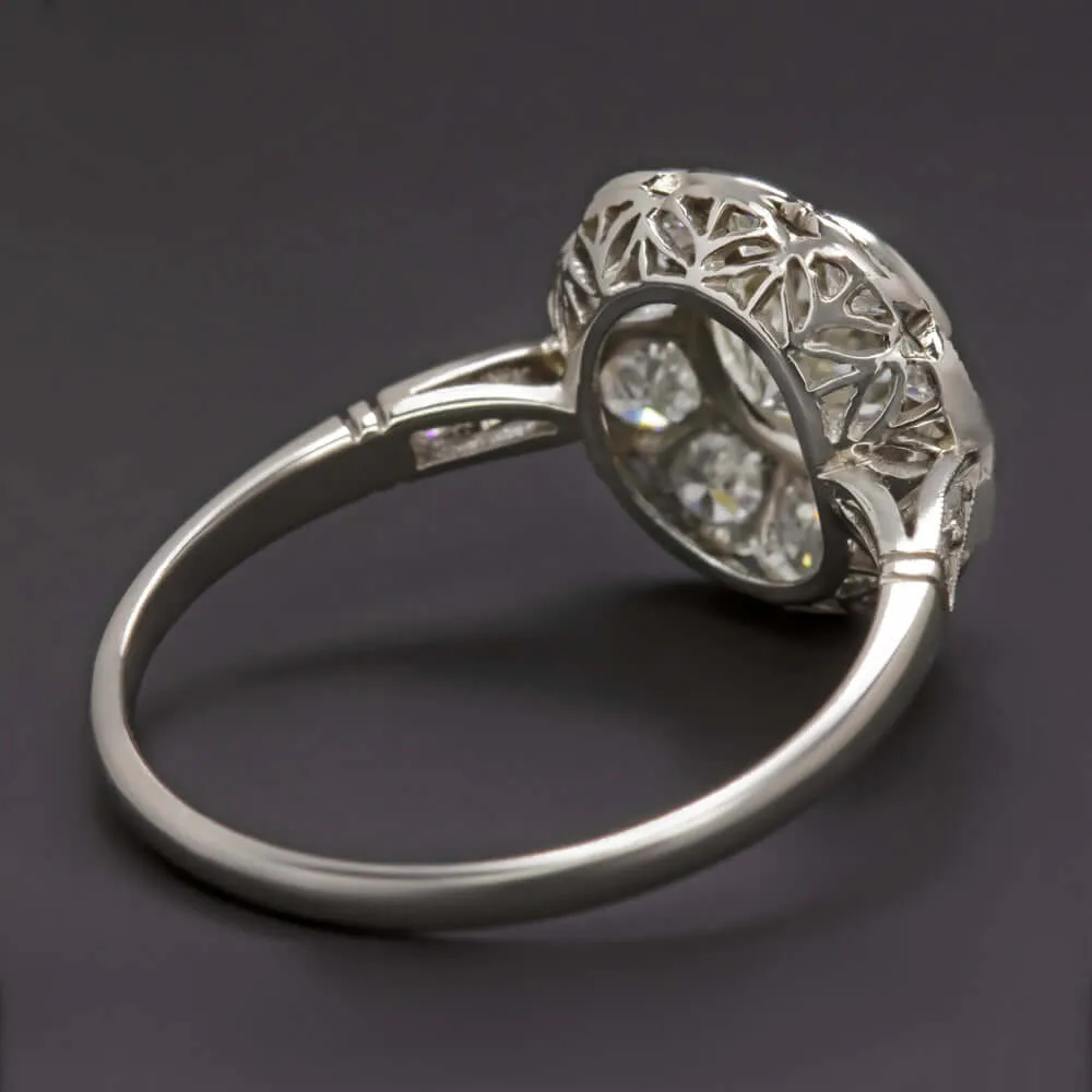2.24ct VINTAGE STYLE DIAMOND ENGAGEMENT RING PLATINUM HALO ROUND CUT CLUSTER