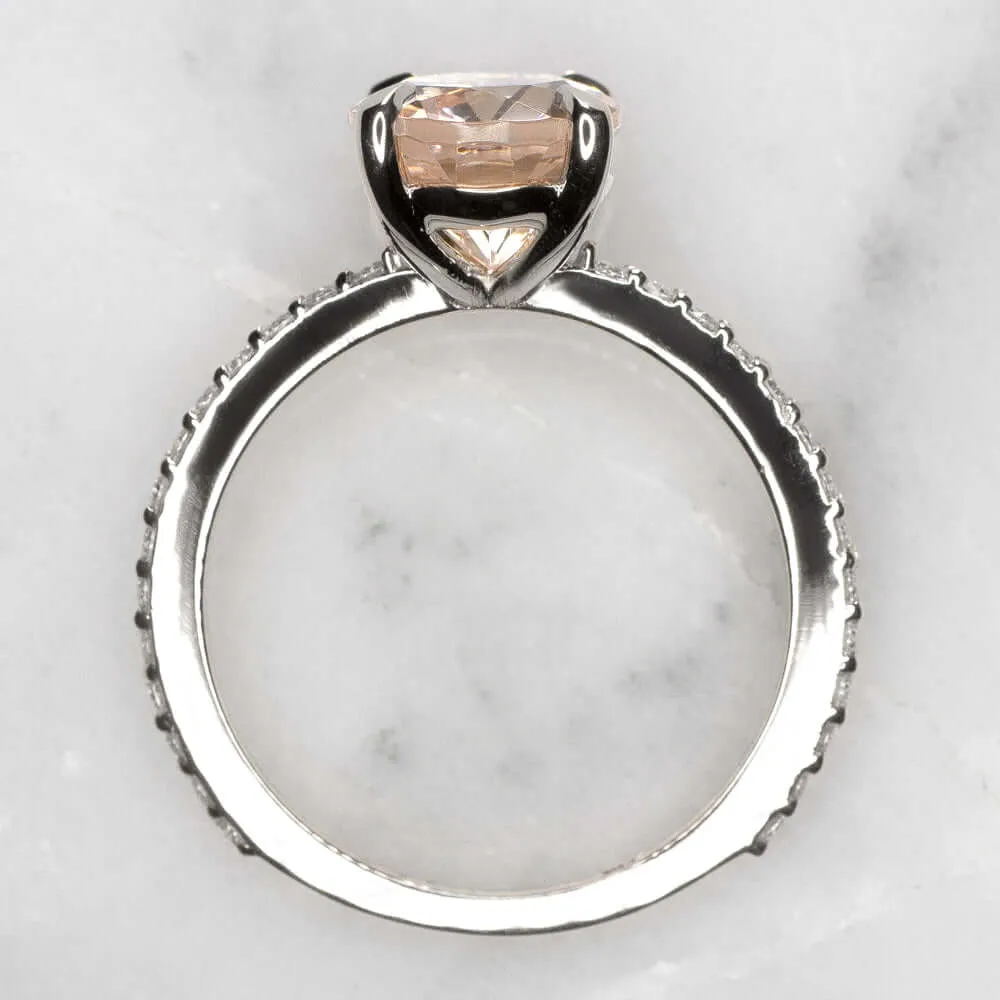 2.3ct MORGANITE ENGAGEMENT RING DIAMOND PAVE BAND OVAL ROSE GOLD WHITE CLASSIC