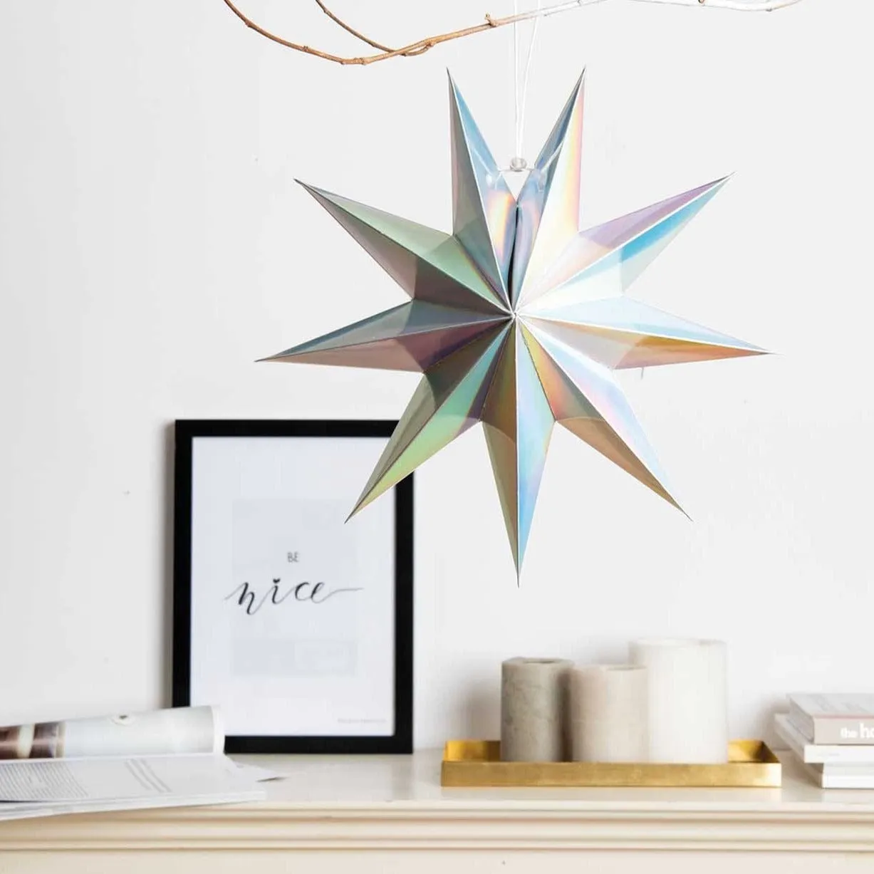 28cm Scandinavian Star Decoration - Iridescent