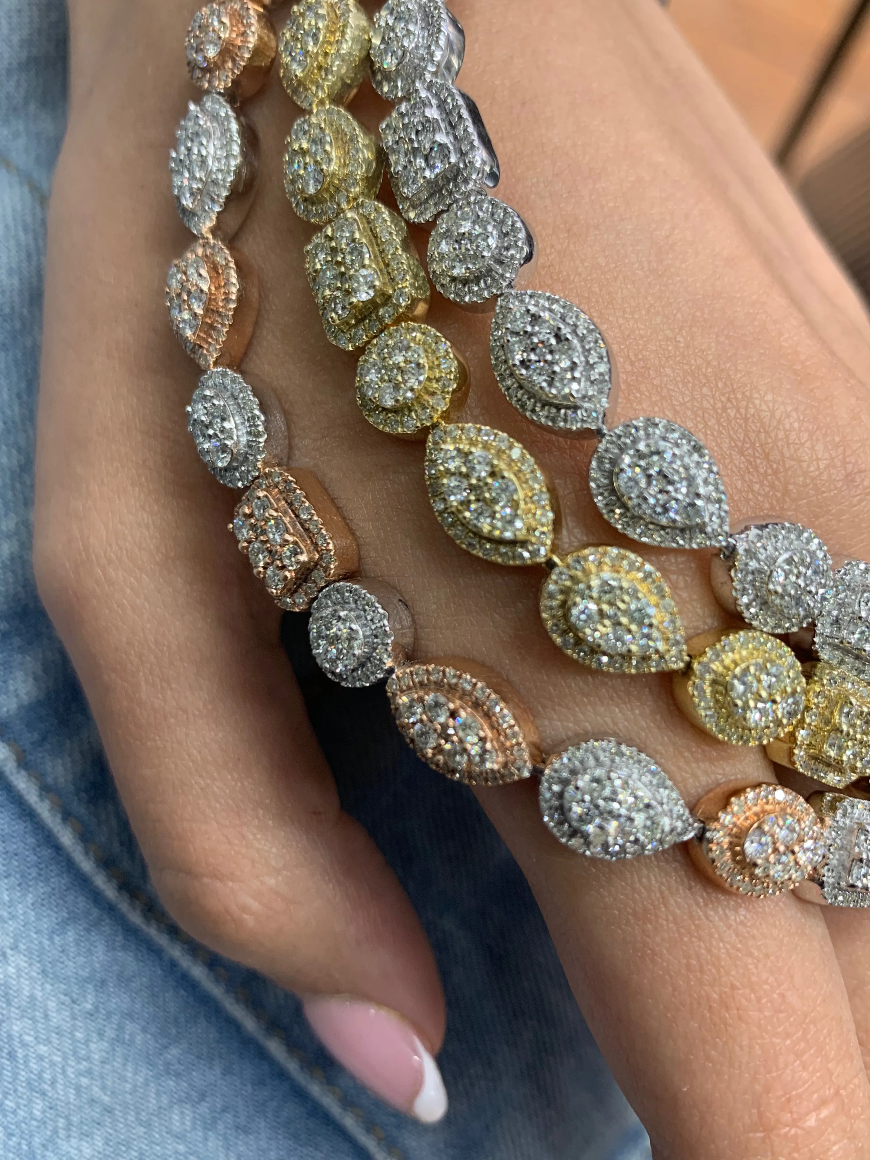 4.74ct Diamond 14k Gold 7.6mm Fancy Ladies' Link Bracelet
