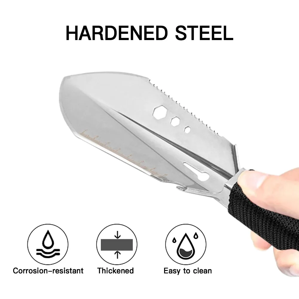 8 in 1 Multi-Tool Camping Shovel Outdoor Portable Hand Shovel with Storage Pouch for Hiking Backpacking Gardening