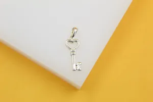 925 Sterling Silver Heart Key Pendant