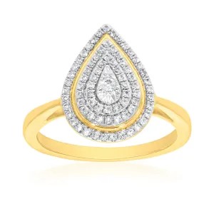 9ct Yellow Gold 1/4 Carat Pear Shape Diamond  Ring