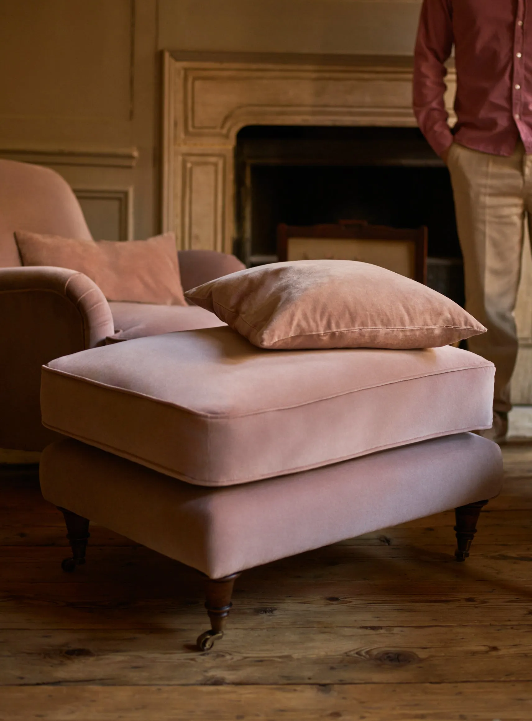 Abington Footstool, Heritage Ochre Stripe