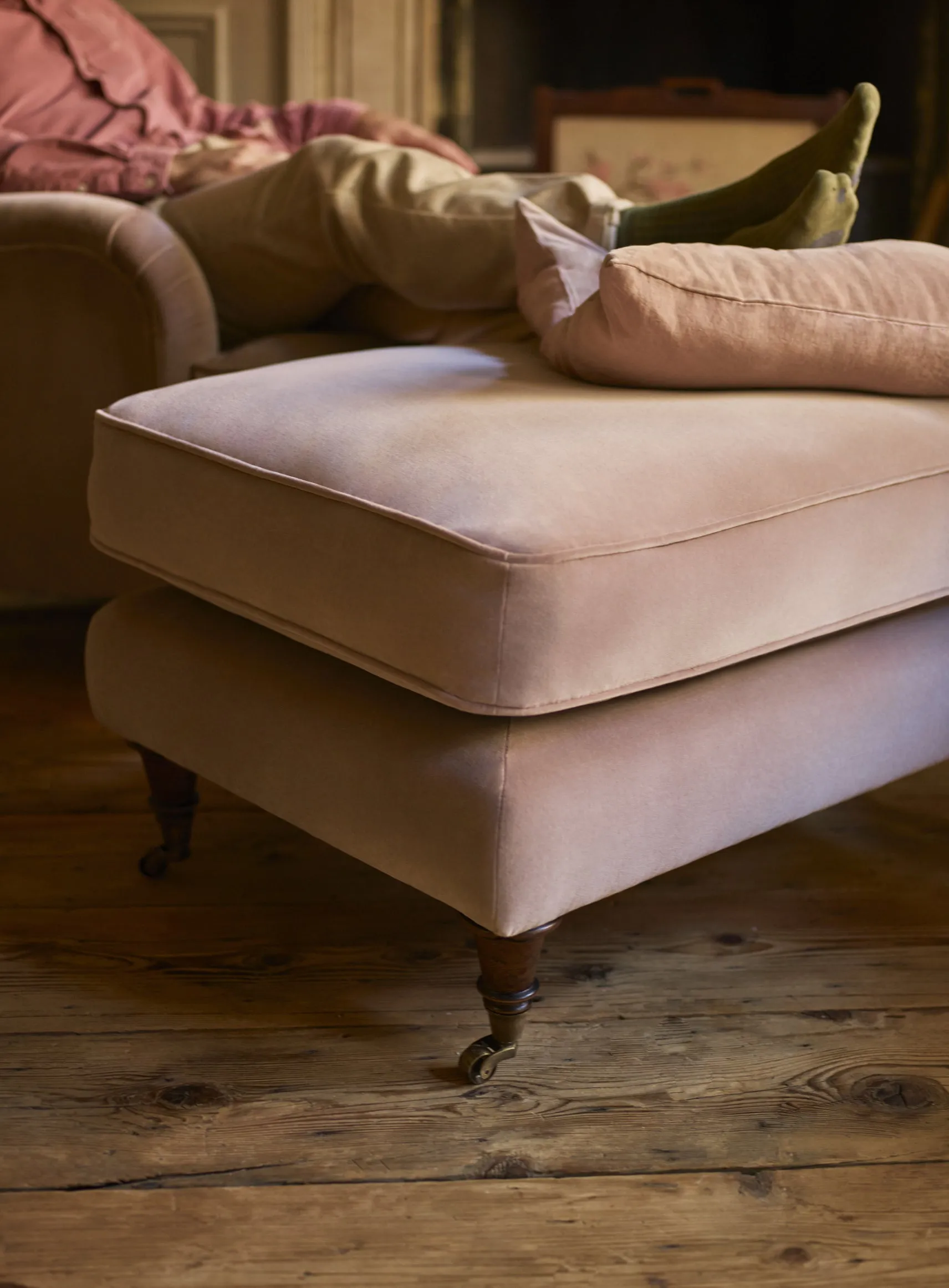 Abington Footstool, Heritage Ochre Stripe