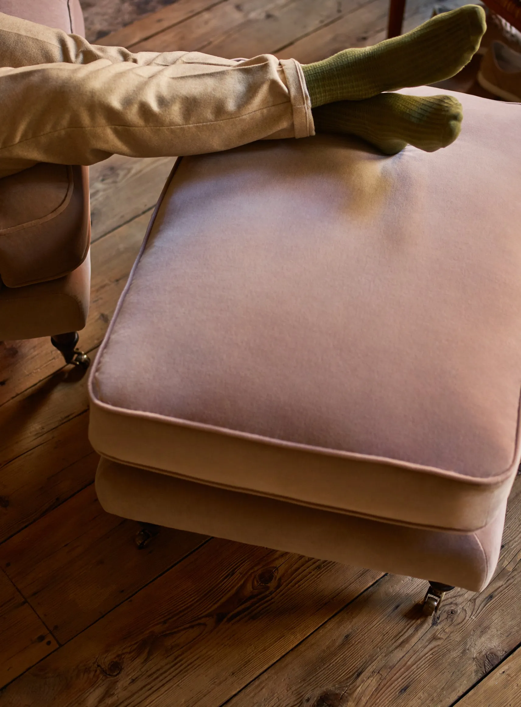 Abington Footstool, Heritage Ochre Stripe