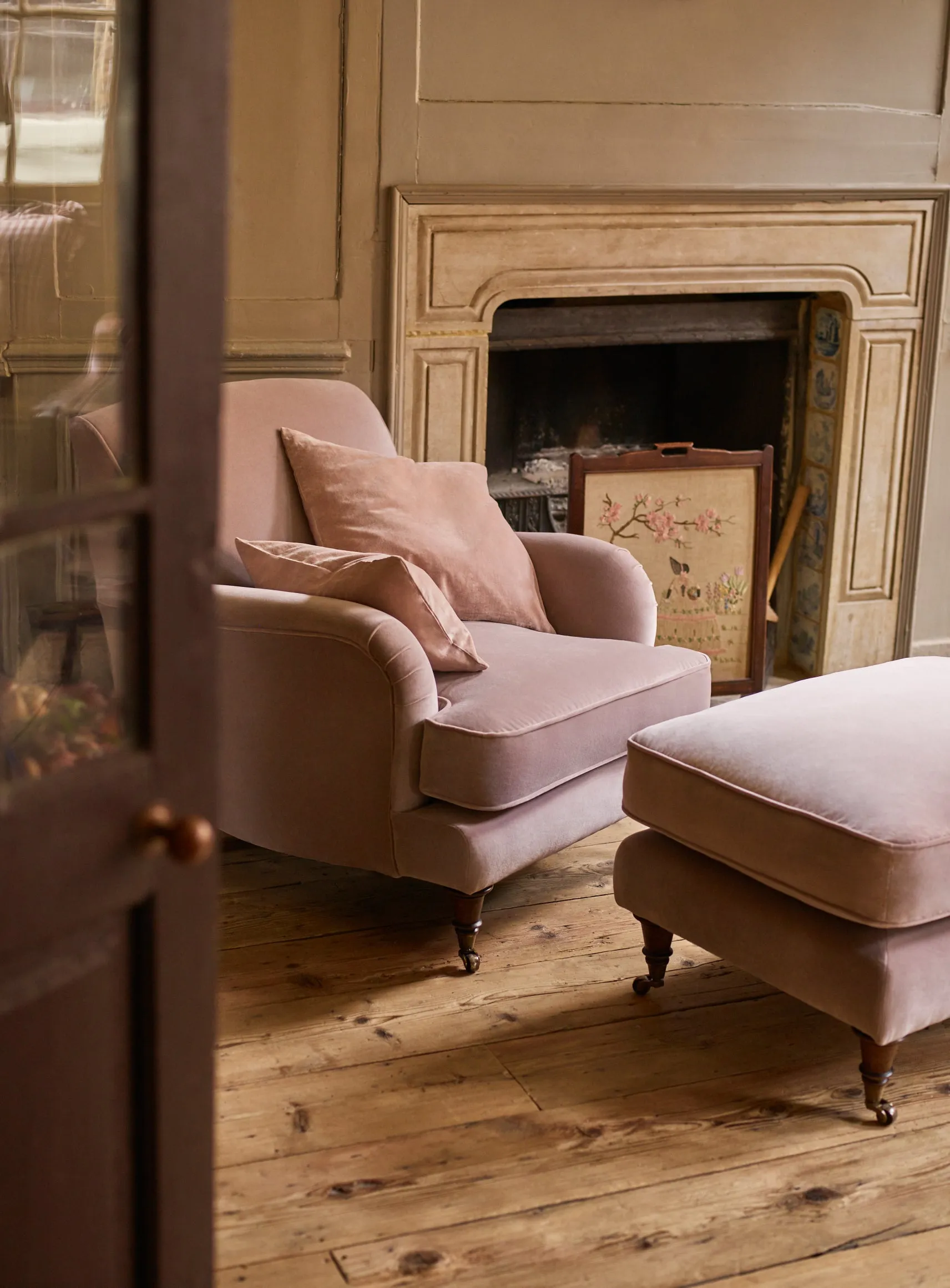 Abington Footstool, Heritage Ochre Stripe