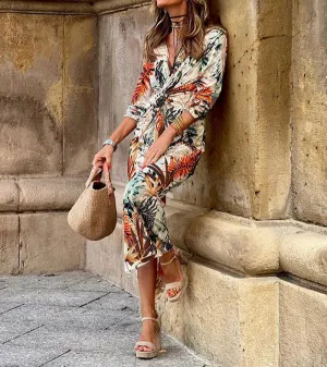 Abstract Floral Printed Elegant Dress
