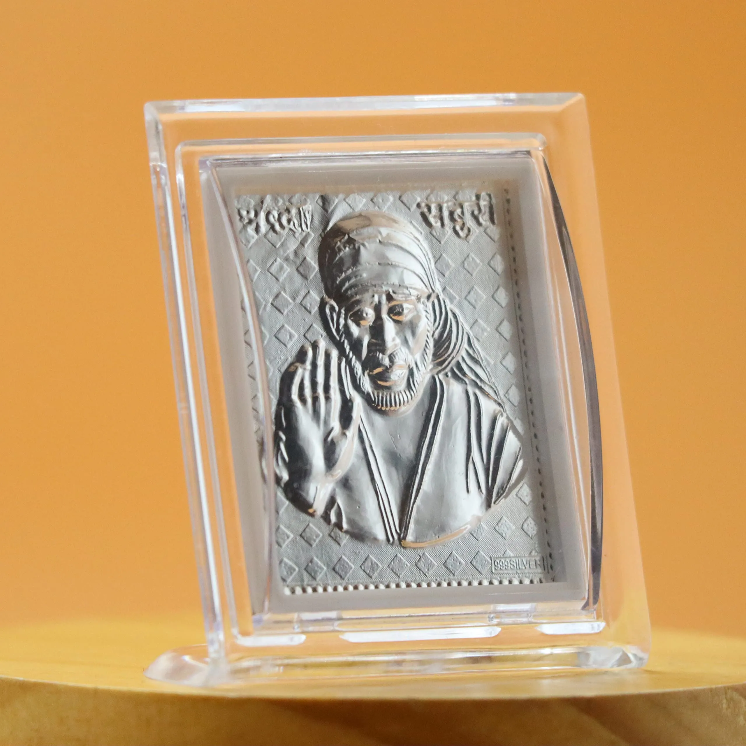 Adinky 999-Silver Sai Baba Frame For Gifts And Home Decor (4.5 x 3.5)