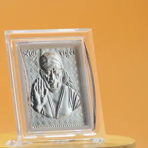 Adinky 999-Silver Sai Baba Frame For Gifts And Home Decor (4.5 x 3.5)