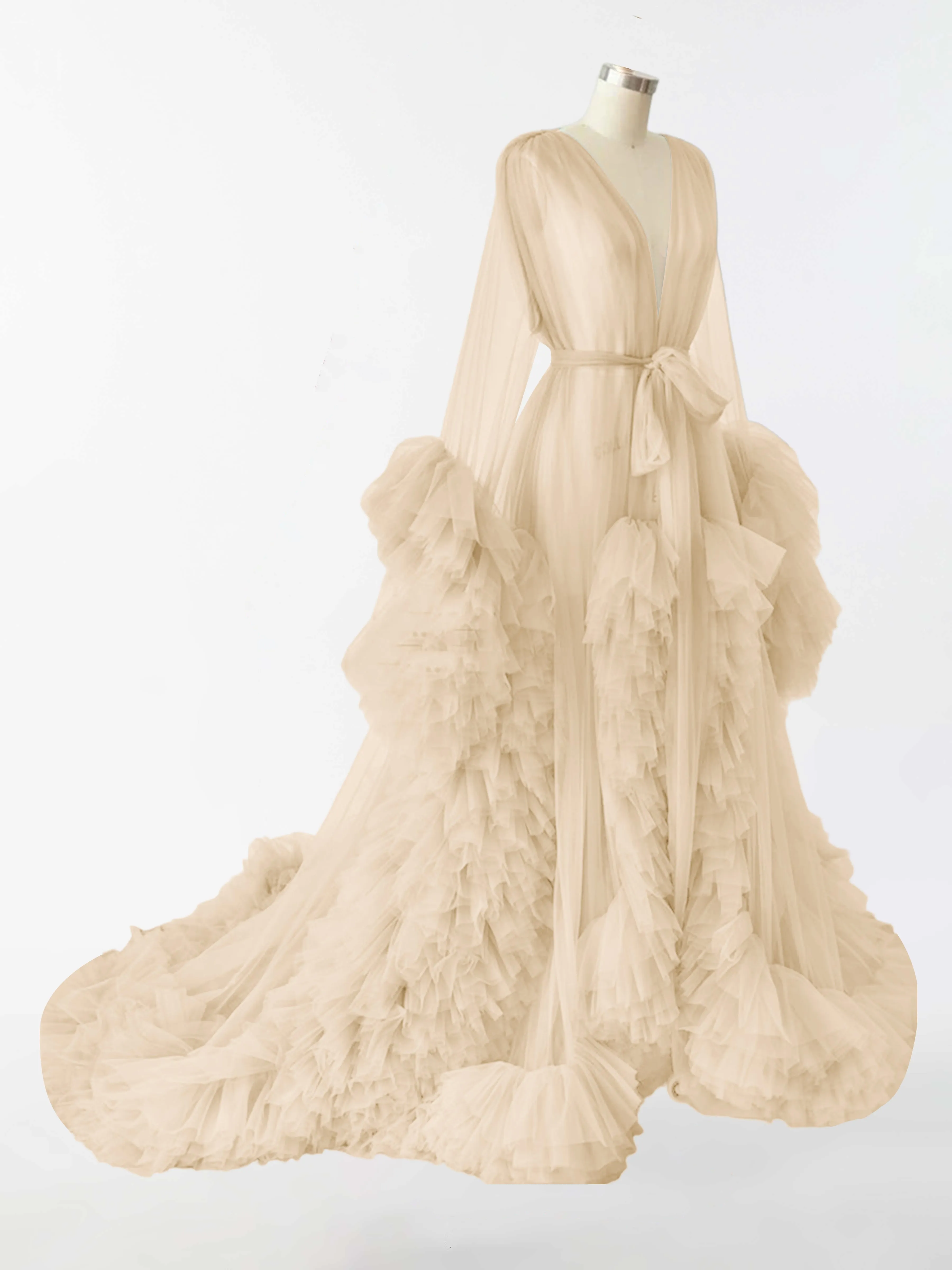 Alyssa Sheer Long Tulle Robe for Materinity Photography