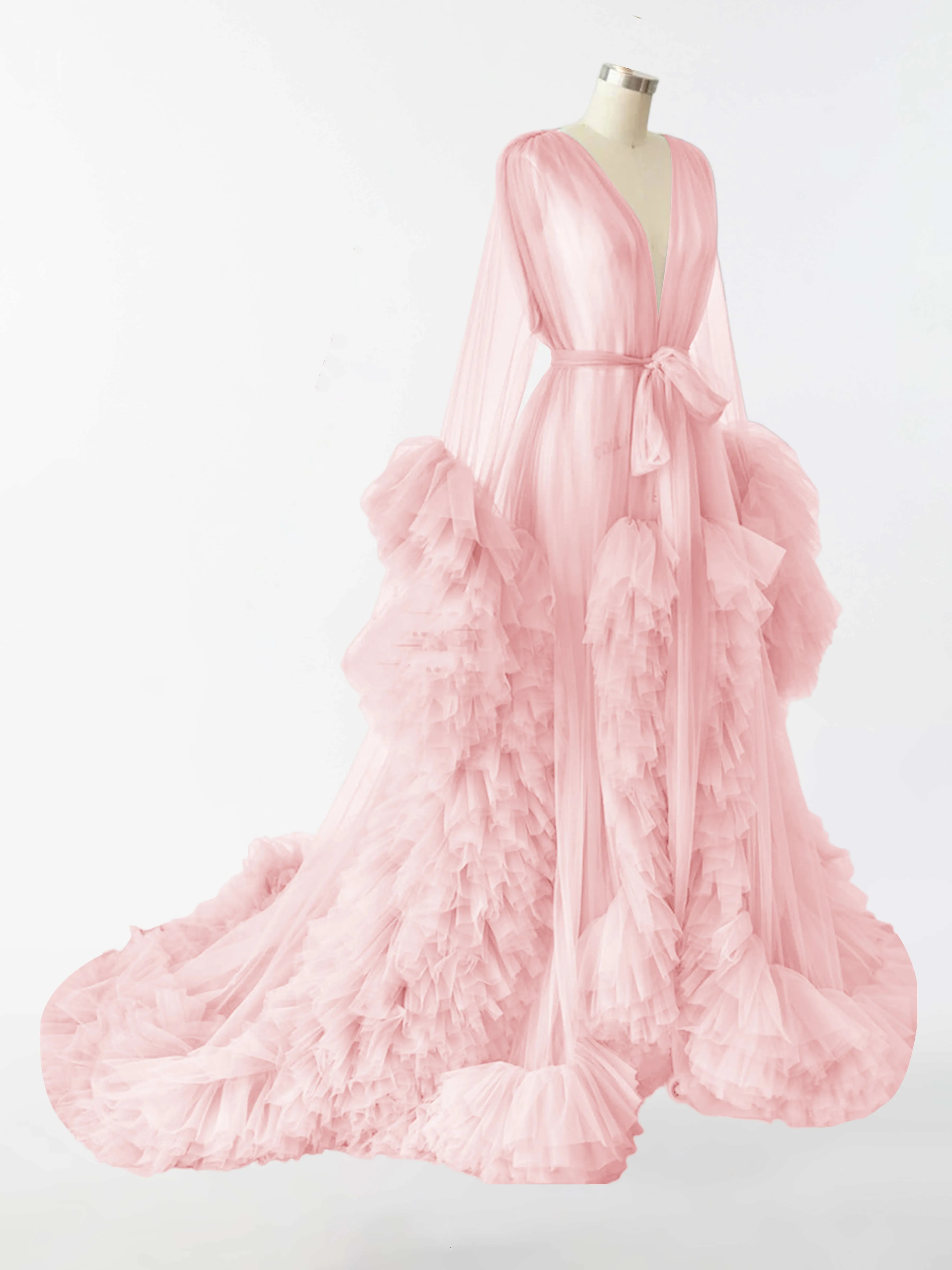Alyssa Sheer Long Tulle Robe for Materinity Photography