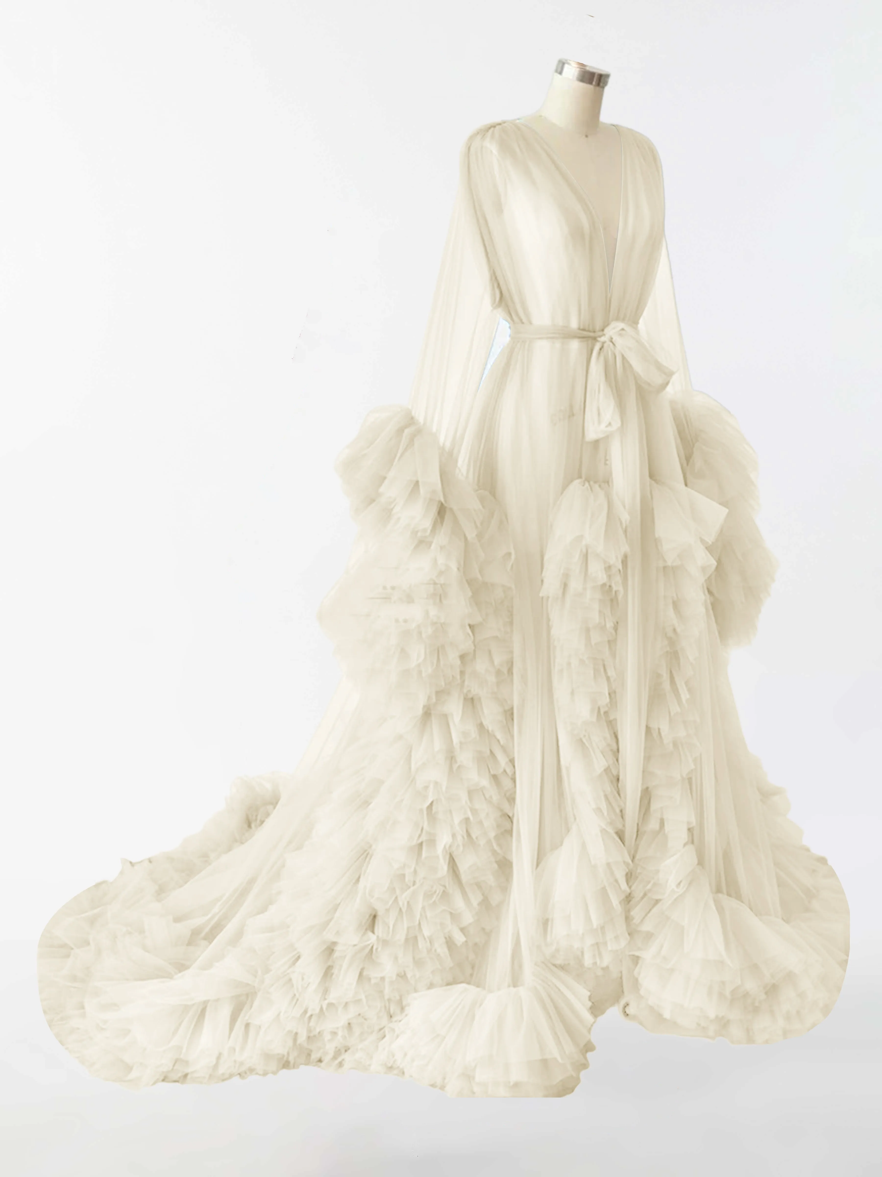 Alyssa Sheer Long Tulle Robe for Materinity Photography