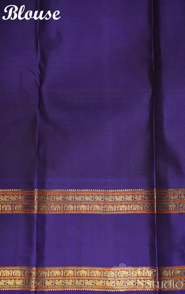 Anandha blue kanjivaram saree with navy blue border