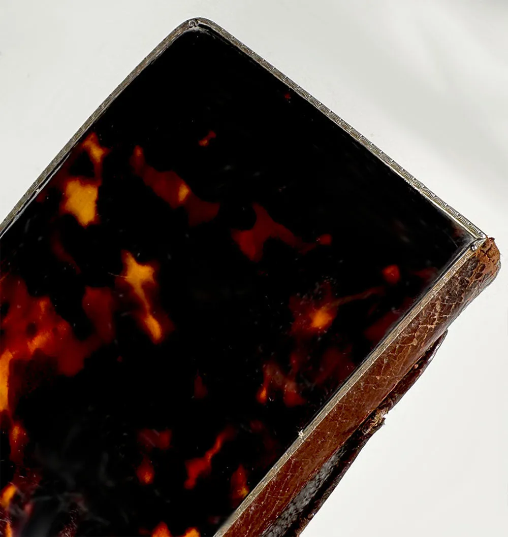 Antique c.1910 Nissel & Sikorra Austrian Evening Purse Wallet in Fine Leather, Silver and Tortoise Shell