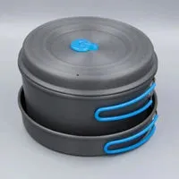 APG Camping Cooking Pans Portable Aluminum Pot Cookware Set Picnic Tableware