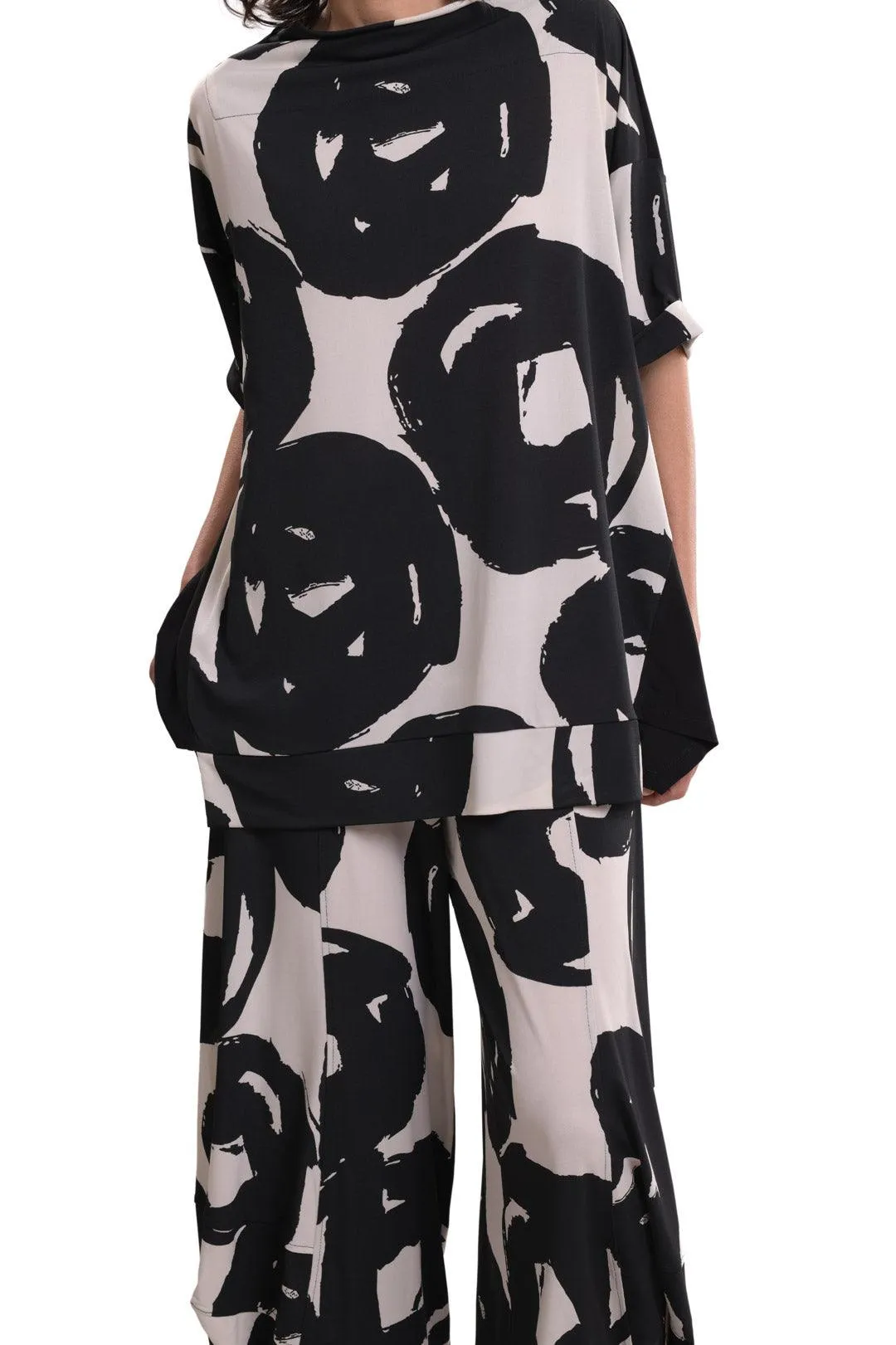 Art Print Trapeze Top, Creme