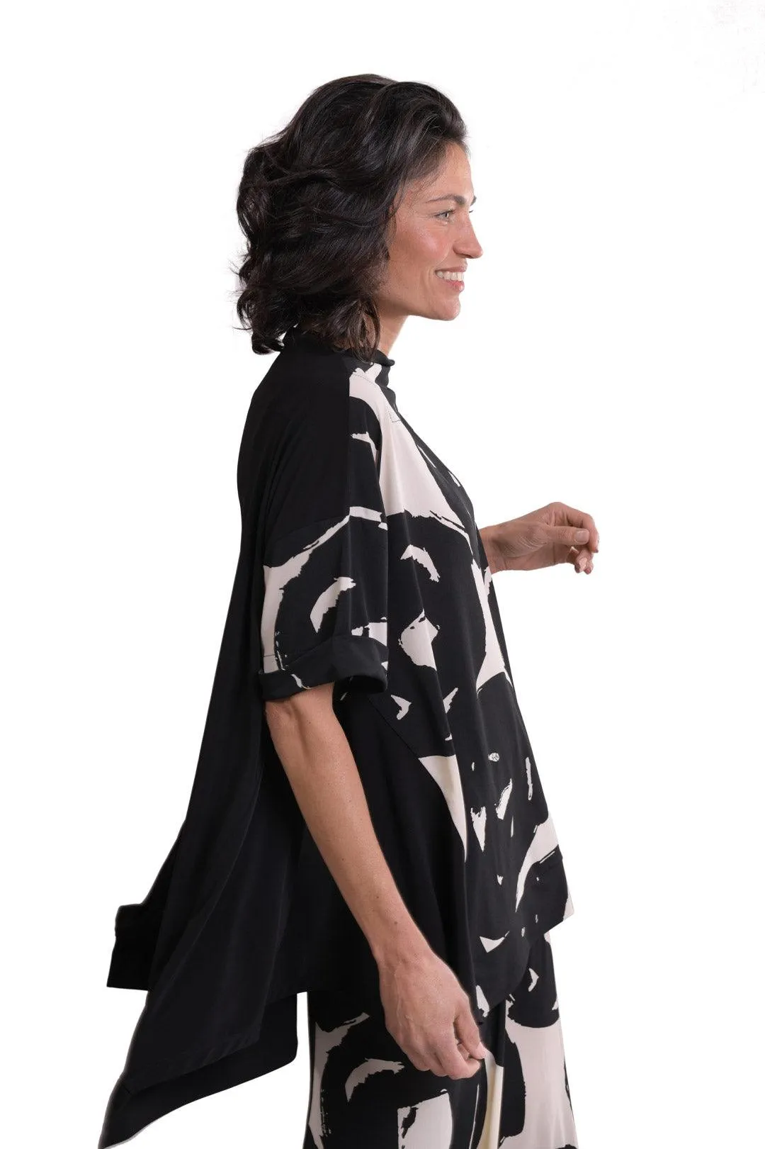 Art Print Trapeze Top, Creme