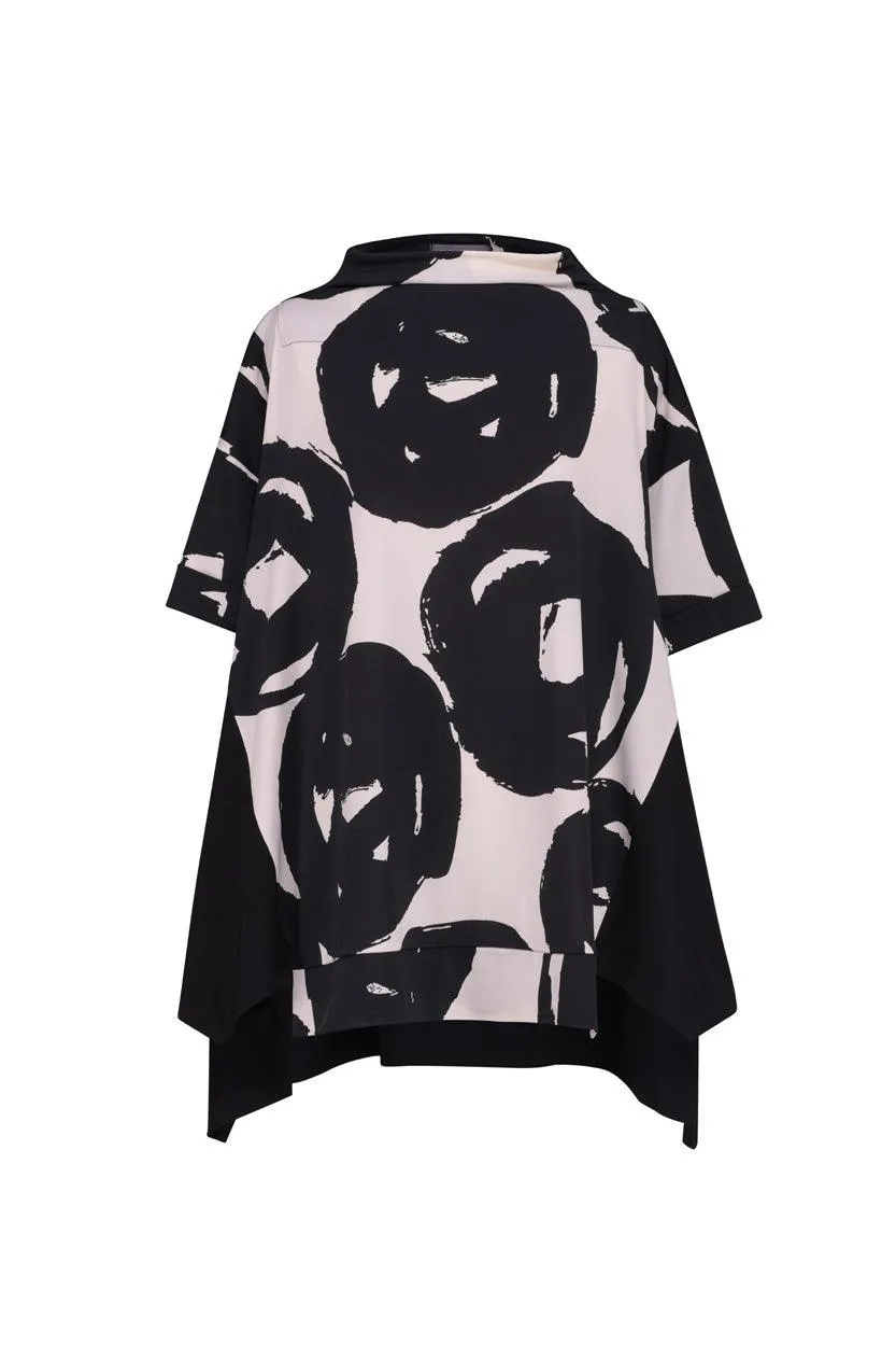 Art Print Trapeze Top, Creme
