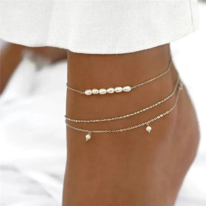 Baroque Pearl Anklet Gold