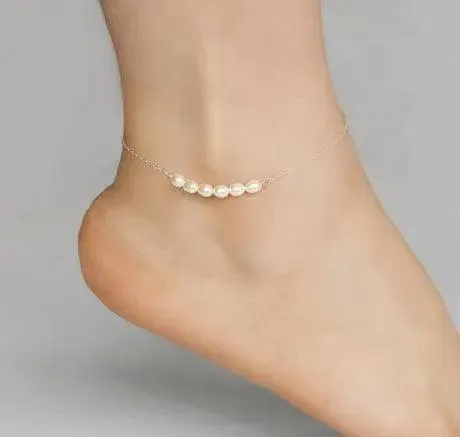 Baroque Pearl Anklet Gold