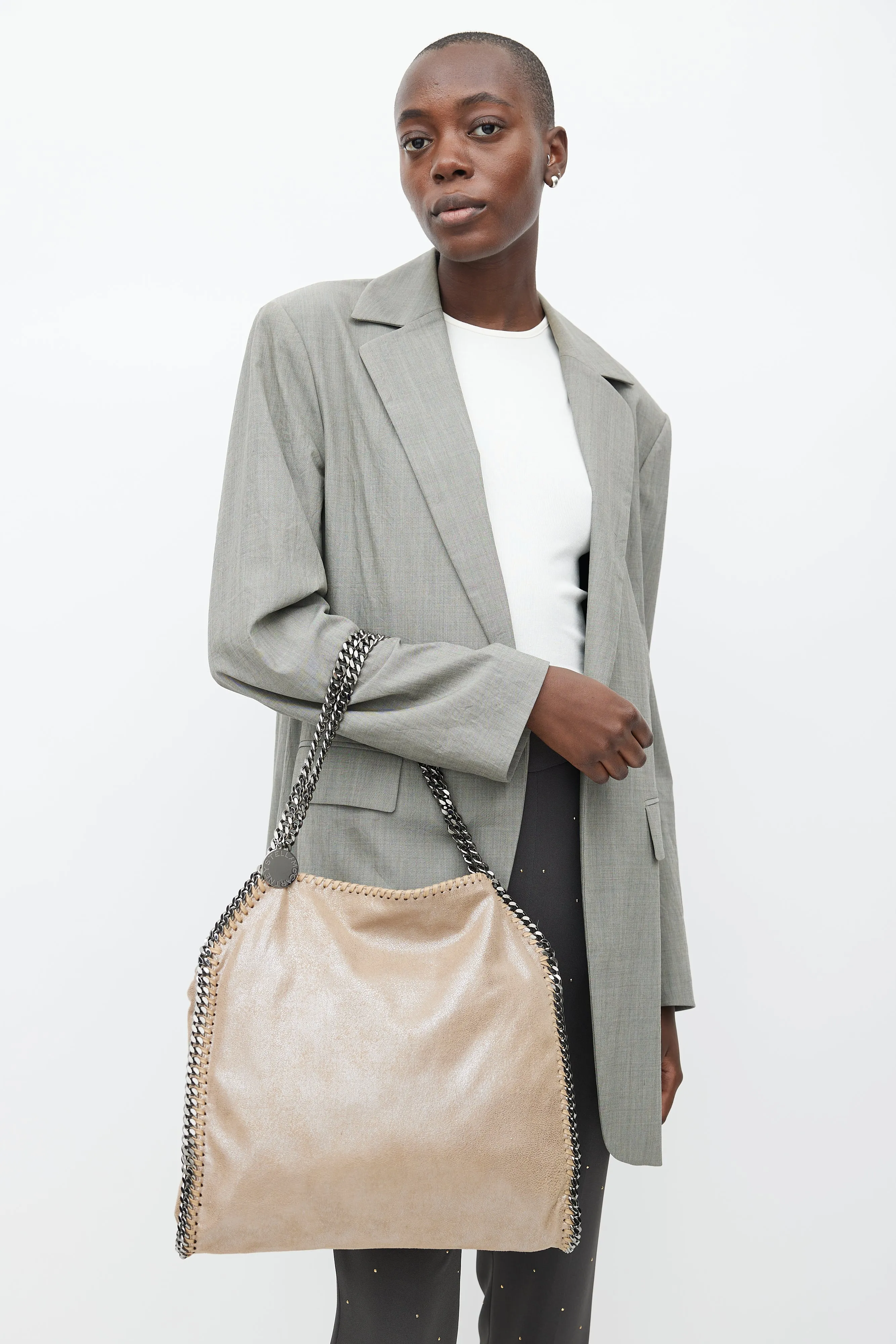 Beige & Silver Falabella Bag