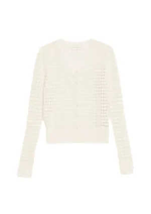 BEIGE CARDIGAN WITH CUT-OUT DETAILS