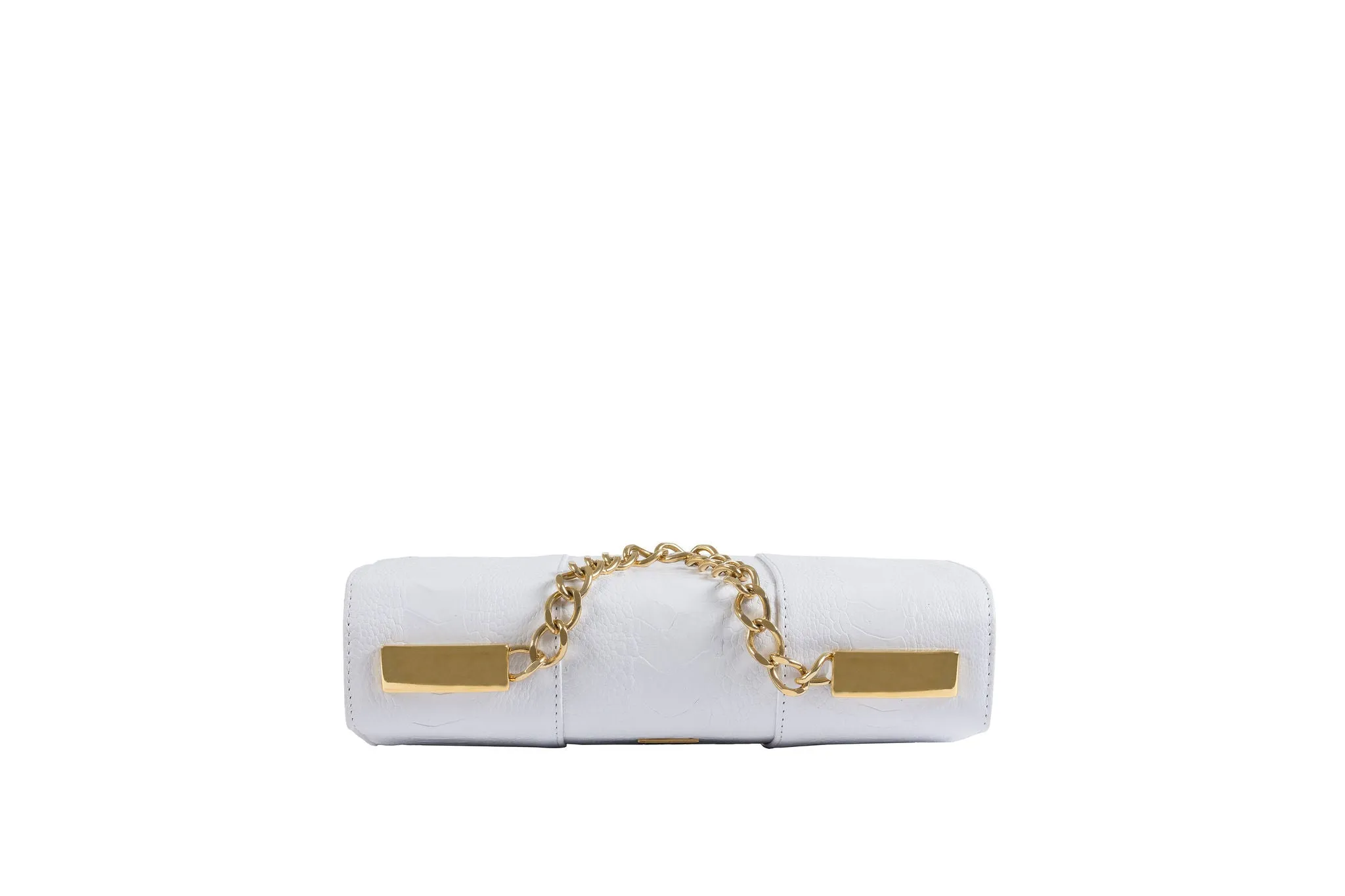 Belinda - White Ostrich Shin clutch bag