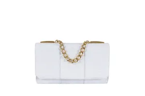 Belinda - White Ostrich Shin clutch bag