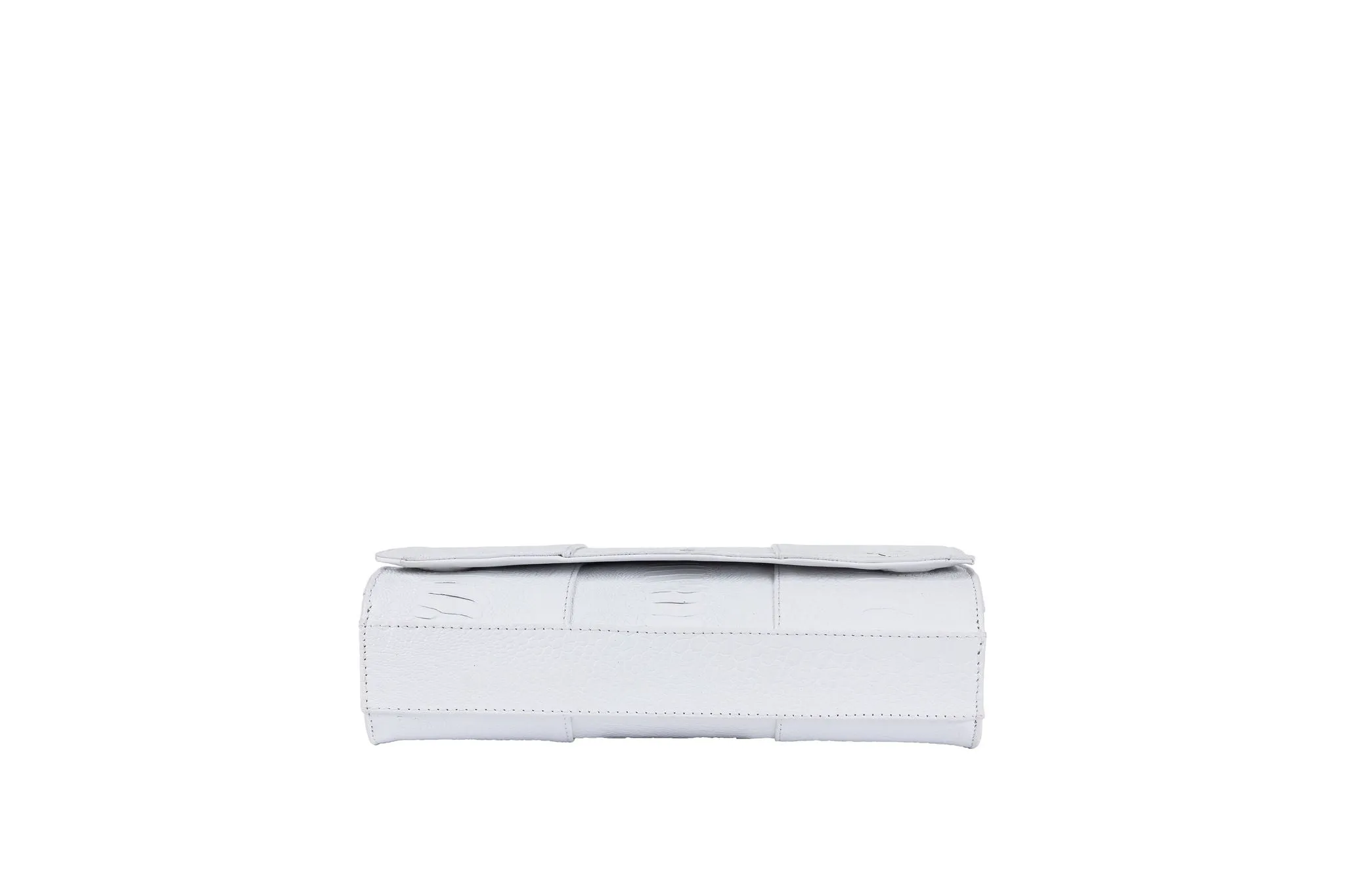 Belinda - White Ostrich Shin clutch bag