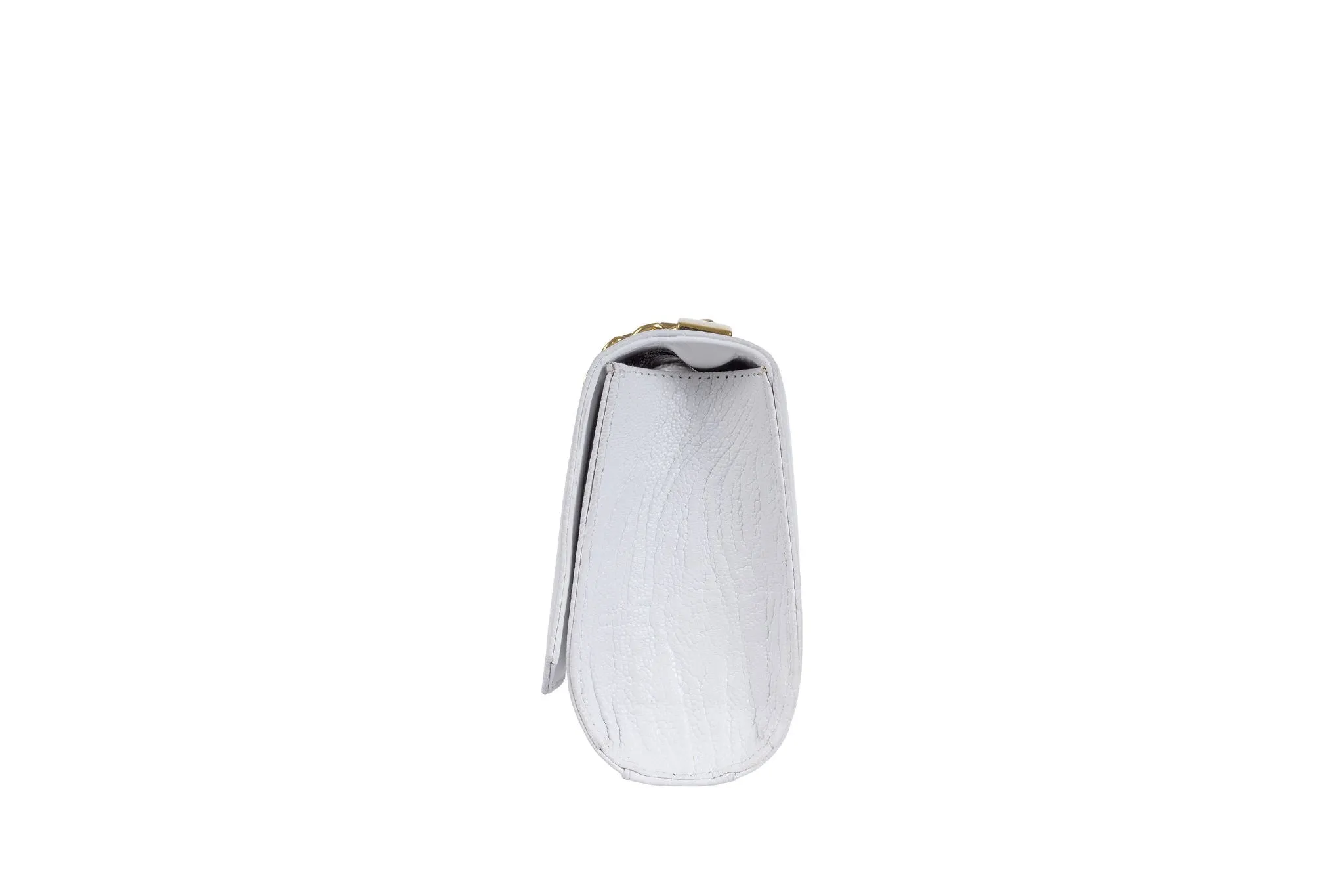 Belinda - White Ostrich Shin clutch bag