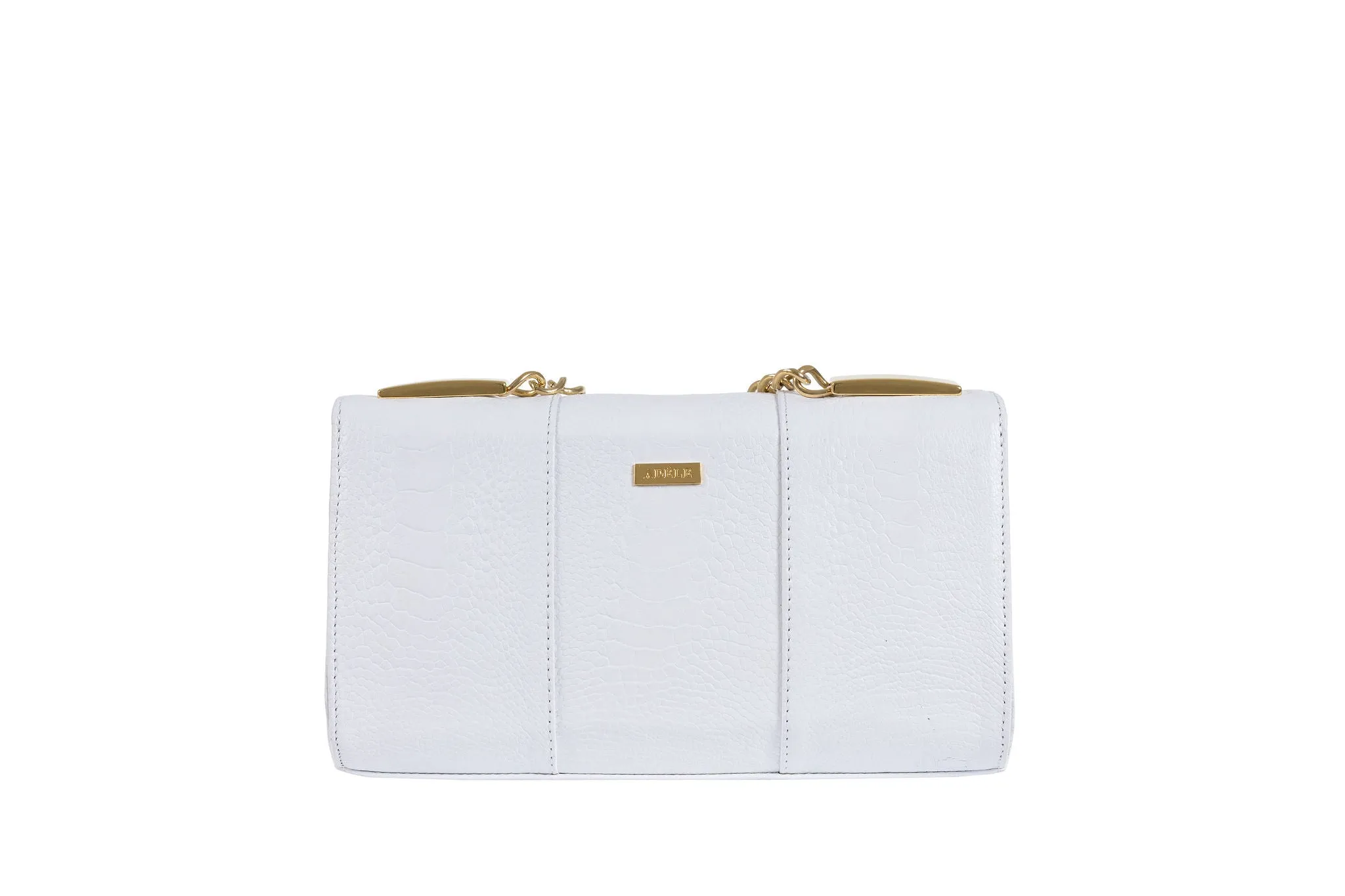 Belinda - White Ostrich Shin clutch bag