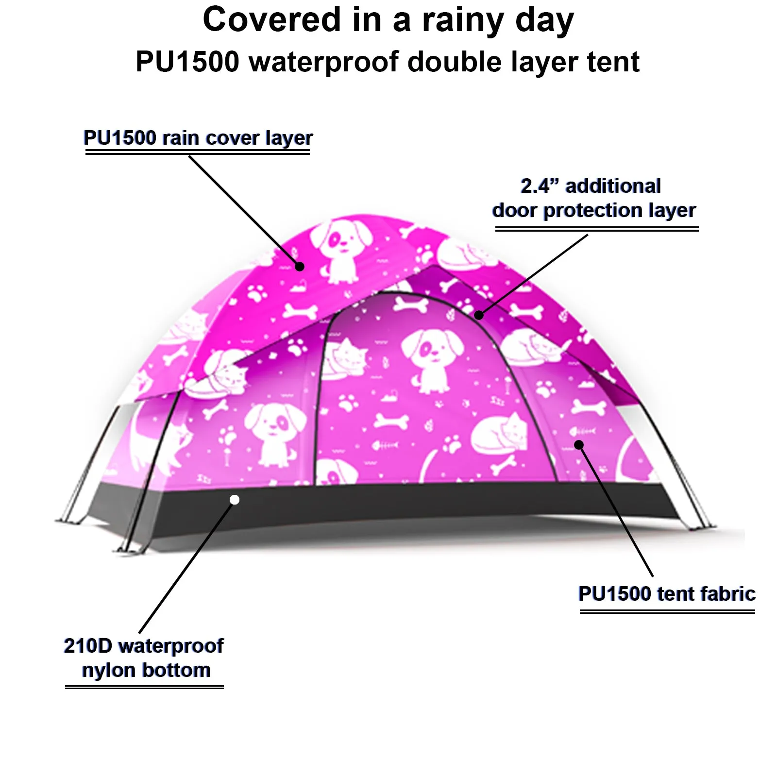 Best friends theme 2 in 1 Kids Play Tent/Kids Tent for Camping - Double layer waterproof