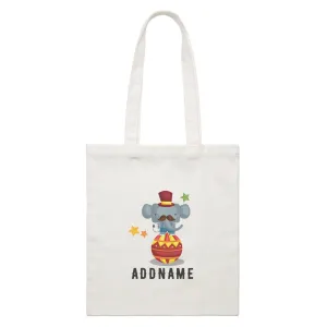 Birthday Circus Suit Elephant Standing Ball Performance Addname White Canvas Bag