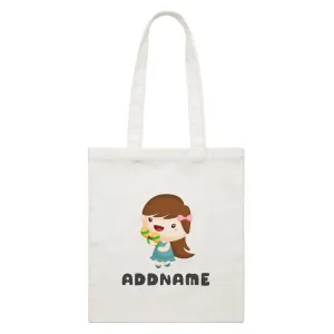 Birthday Music Band Girl Playing Maracas Addname White Canvas Bag